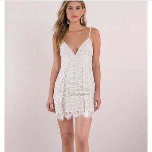 Tobi White Lace Mini Dress with Corset Detail